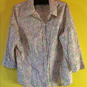SagHarbor Flower Button Stretch Shirt Spring SZXL